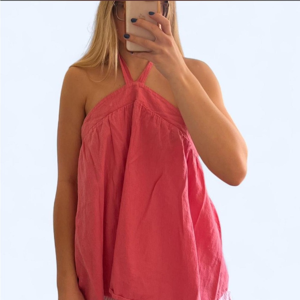 Shein Pink Halter Swing Top | Open Back | Size L